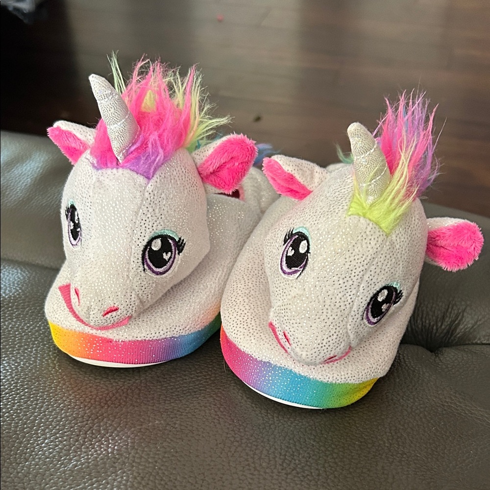 Build a Bear Colorful Unicorn Plush Slippers for Kids